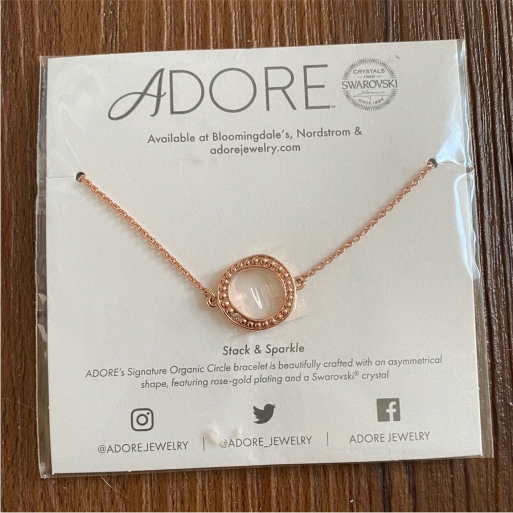 NWT Adore Bracelet Swarovski Crystals Organic Circle Rose Gold Tone - Picture 1 of 8